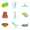 Routine homework icons set, cartoon style Royalty Free Stock Photo