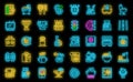 Daily routine icons set vector neon