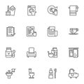 Daily routine line icons set.