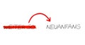 Routine or New beginning german - Handwritten text and arrow Royalty Free Stock Photo
