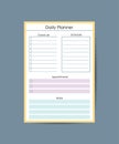 Daily Routine planner template. Clear and simple printable to do list. Business organizer page. Paper sheet. Realistic vector