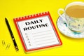 Daily routine - writing text on a Notepad, scheduling tasks, Royalty Free Stock Photo