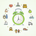 Daily Routines Fittness Concept Healthy Life. Vector