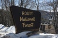 Routt National Forest Sign in Colorado on a Snowy Day