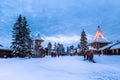 Rovaniemi - December 16, 2017: Travelers in the Santa Claus village of Rovaniemi, Finland