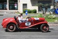 Rovato/Italy - May 21, 2017: Classic sports car taking part in the first stage of the Mille Miglia in Italy Royalty Free Stock Photo