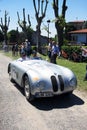 Rovato/Italy - May 21, 2017: Jodie Kidd arriving in Rovato, Italy for the final leg of the Mille Miglia race in a BMW sports car Royalty Free Stock Photo
