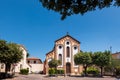 ROVIANO, Italy- 2019: Piazza della Repubblica Square and Chiesa della Madonna Del Rosario Church