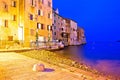 Rovinj beach and waterfront evening view