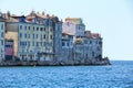 Rovinj city houses on the coast of Meditteranean sea