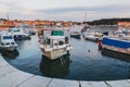 Rovinj cozy little seaside old town with harbor on the Istrian peninsula in Adriatic sea at sunset Royalty Free Stock Photo