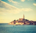 Rovinj in Croatia at Adriatic Sea. Evening Photo.