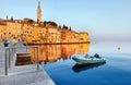 Rovinj, Croatia. Antique medieval houses at Adriatic sea.