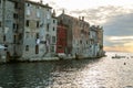 Old town from the water in sunset