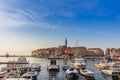 ROVINJ, CROATIA - September 15: Small boats inside the harbor of an old Venetian town, Rovinj, Croatia