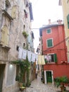 Washed Laundry hanging on a rope in Rovinj Old Town 0886