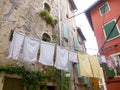 Washed Laundry hanging on a rope in Rovinj Old Town 0885