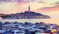 Rovinj Croatia. Sunrise sky above vintage town at Istria Royalty Free Stock Photo