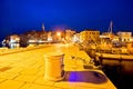 Rovinj harbor and waterfront evening view