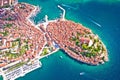 Rovinj. Historic Adriatic town of Rovinj aerial view. Rooftops of famous tourist destination in Istria Royalty Free Stock Photo