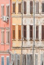 Rovinj, Istria, Croatia - Historic facades with wooden lattice windows