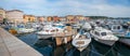 ROVINJ, ISTRIA CROATIA, 7th August 2019: romantic harbour of Rovinj old town, tourist resort Istria with boats