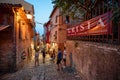 Grisia street in Rovinj, night view, Istrian Peninsula, Croatia