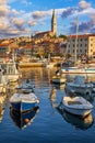 Rovinj Rovigno Istria Croatia. Motorboats and boats on water Royalty Free Stock Photo