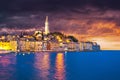 Rovinj. Town of Rovinj waterfront dramatic sky view