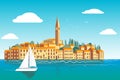 Vector illustration of architecture of Rovinj, Croatia. Royalty Free Stock Photo