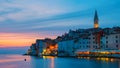 Rovinj village during sunset Adriatic sea Croatia, sunset at Rovinj town Croatia Royalty Free Stock Photo