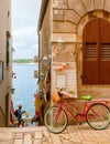 Rovinj village during sunset Adriatic sea Croatia, sunset at Rovinj town Croatia during summer Royalty Free Stock Photo