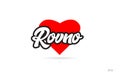 rovno city design typography with red heart icon logo
