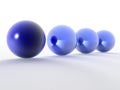 Row of 3d blue spheres Royalty Free Stock Photo