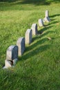 Row of aged tombstones Royalty Free Stock Photo
