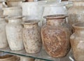 Row of alabaster vases at an egyptian market Royalty Free Stock Photo