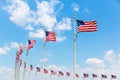 Row American flags in Washington DC Royalty Free Stock Photo