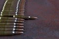 A row of ammunition. Royalty Free Stock Photo