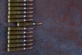 A row of ammunition. Royalty Free Stock Photo