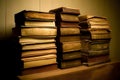 Row of ancient books some of them over 300 years old. Neural network AI generated Royalty Free Stock Photo