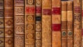 Row of ancient books with leather bindings Royalty Free Stock Photo