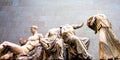 Row of Ancient Greek Marble Statues in British Museum, London, England Royalty Free Stock Photo