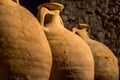 A Row of Ancient Roman Vats - Jugs