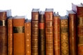 Row of antique leather books