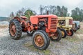 Row of antique tractors