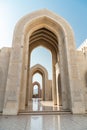 Row of Arches of the Sultan Qaboos Grand Mosque, Oman Royalty Free Stock Photo