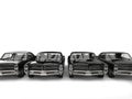 Row of awesome black vintage car - front view Royalty Free Stock Photo