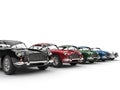 Row of awesome vintage cars - on white background