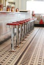 Bar stools a fifties style diner.