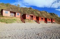 Row of beach huts in Branscombe Royalty Free Stock Photo